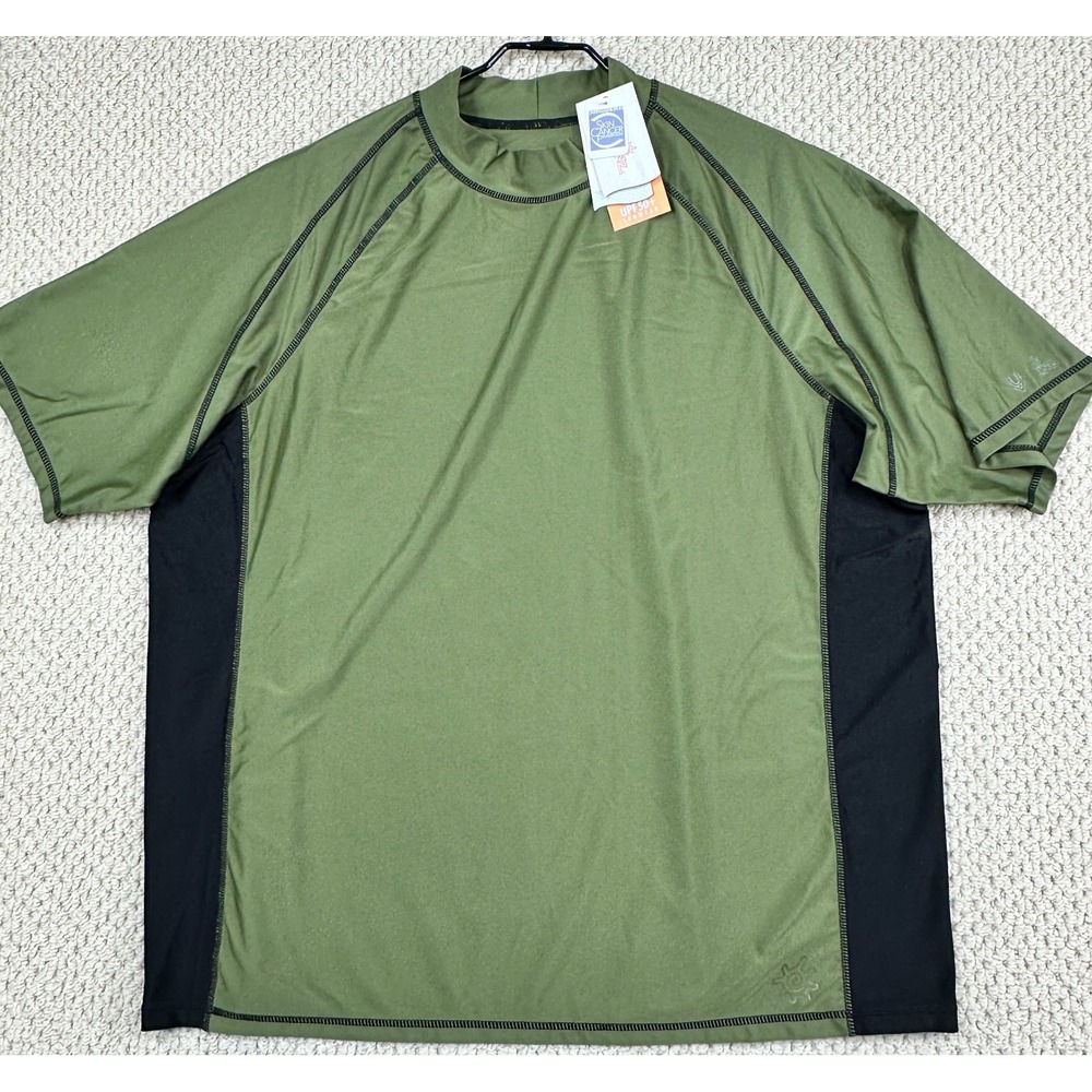UV Skinz Shirt Mens 3XL Green/Black UPF 50+ Sunwear Short Sleeve Rashguard Tee